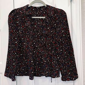 Madewell STARRY NIGHTS Woman’s Crossover Blouse/Top 100% Silk